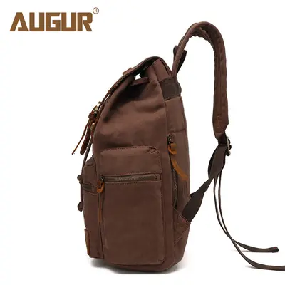 AUGUR Alge Canvas Retro Men's Backpack with Computer Compartment, Student Bag - 4