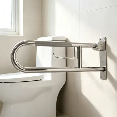 304 Stainless Steel Foldable Toilet Grab Bar, Anti-Slip