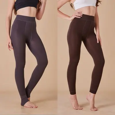 Women's Thick Fleece-Lined Footed Leggings, Plus Size Winter - 5