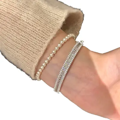 Französisch Retro-Stil Zirkon-Spangen-Armband leichte Luxus-Schmuck