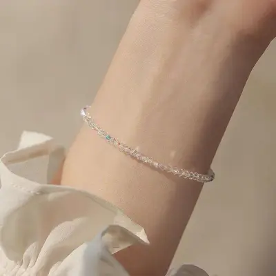 s925纯银闪烁锆石手链女款2025新款简约手环轻奢高级感手镯手饰 - 11