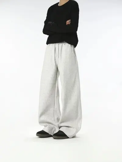 Men's Autumn Winter Casual Sweatpants, Sand-Washed, Wide-Leg