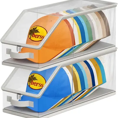 Transparent Cap Storage Box with Drawers, Dustproof Desktop Organizer