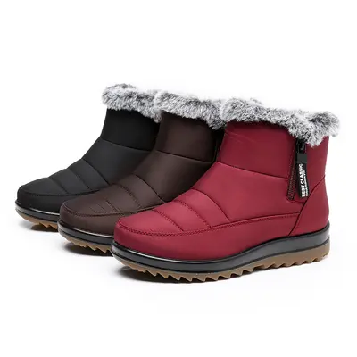 Non-Slip Waterproof Winter Women's Cotton Snow Boots, Velvet Lined