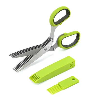 Five-Layer Stainless Steel Green Onion Scissors, Vegetable and Herb Scissors - 10