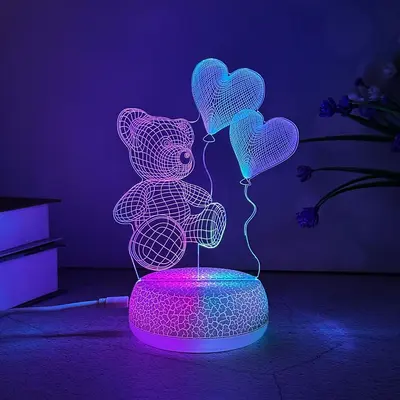 Fabrika doğrudan satış akrilik 3D gece lambası yatak odası başucu masaüstü dokunmatik çocuk hediye LED gece lambası toptan - 8