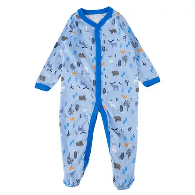 Ayaklı bebek uyku tulumu, yenidoğan tek parça pamuklu pijama