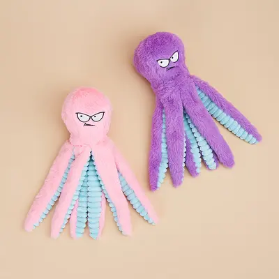 Shiba Inu Plush Octopus Interactive Squeaky Dog Toy, Durable Chew-Resistant Paper Crinkle Cross-Border Pet Toy