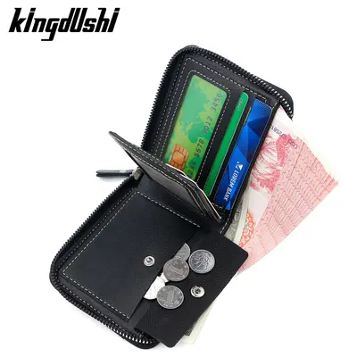 Men's Short Chain Wallet with Lychee Pattern Patchwork, Tri-fold Flap Coin Purse - 3