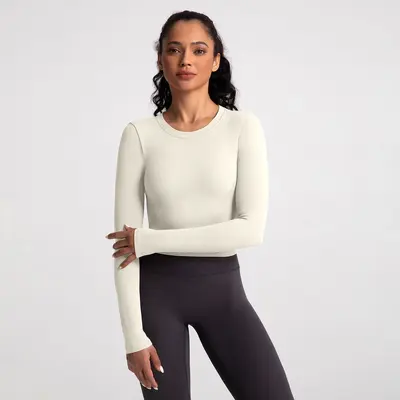 Women's Yoga Top, Long Sleeve, Open Back, Chest Padded - 2