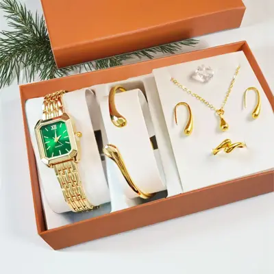 Damen-Modeuhr mit Armband- und Halskette-Set