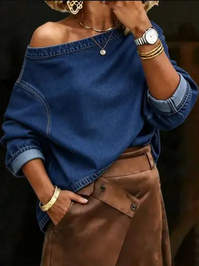 Damen-Jeanspullover mit langen Ärmeln - 6