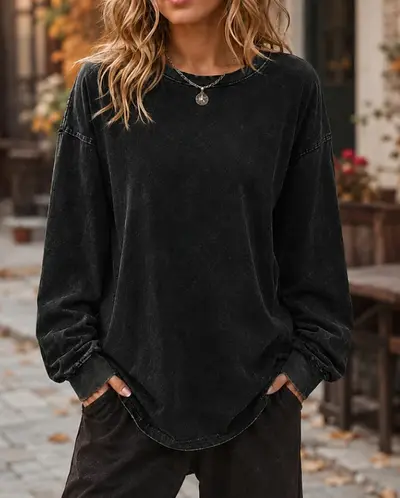 Langarm-Unterhemd aus Baumwolle mit Bündchen, unisex, Retro-Stil, 2026 - 7