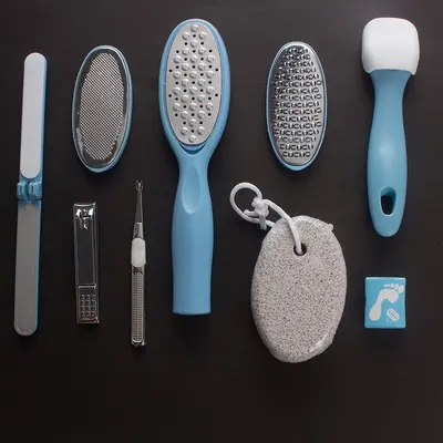 9-Piece Foot Care Set, Stainless Steel Foot File and Pumice Stone