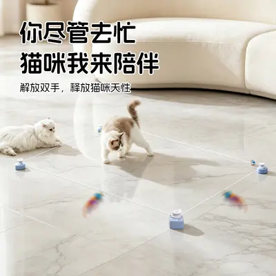 Cat toy electric hunting automatic play feather rope track