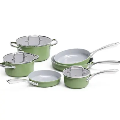 Ceramic Non-Stick Cookware Set, PFAS-Free, Die-Cast Aluminium - 9