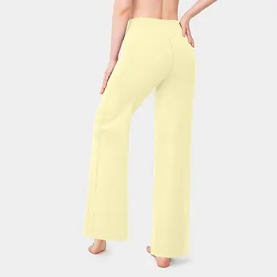 Kadın Bol Kesim Düz Paça Yoga Pantolonu, Yüksek Bel, Dikişsiz - 9