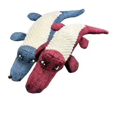 Plush Dog Crocodile Toy with Squeaker, Durable Teeth Cleaning Chew - 4