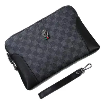 Men's Clutch with Combination Lock, Large Capacity Checkered Plaid Envelope Bag - 5