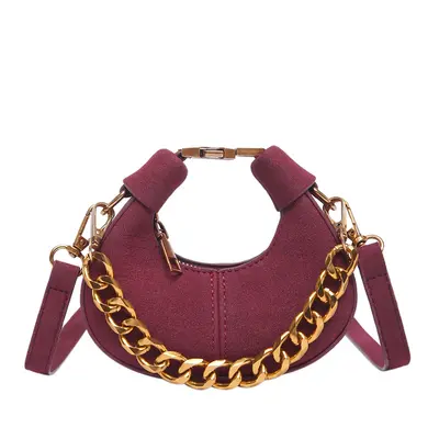 Matte Crescent Mini Chain Crossbody Bag, Lipstick Style - 10
