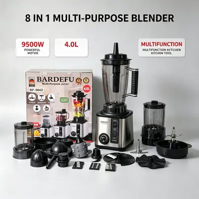 8-in-1 Standmixer mit großem Behälter, Edelstahl-Hochleistungsmixer, gewerblicher Multifunktions-Mixer, Saftpresse 8in1