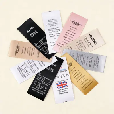 Satin Ribbon Wash Label, Flexo Printed Garment Care Label