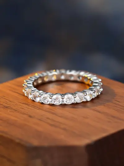 Minimalist Women's Ring, Micro Zirconia Set, Everyday Wear - 7