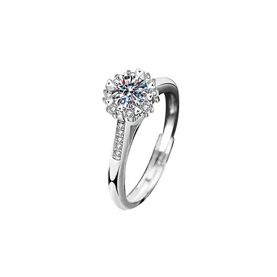 Mozanite 925 sterling silver couple rings, heart design - 8