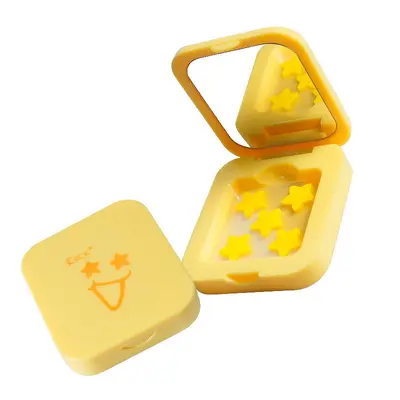 Smiley Face Mirror Case with Colorful Star Hydrocolloid Acne Patches