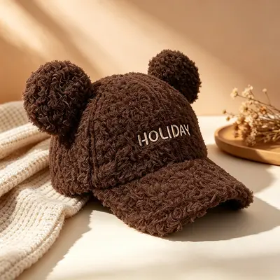 Korean-Style Women's Knit Cap with Bear Ears, Warm for Autumn and Winter, Large Sizes - 7