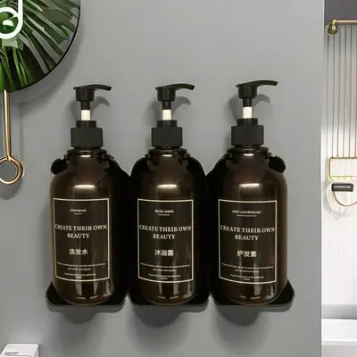 Wandmontierter Seifenspender ohne Bohren mit Pumpflasche für Shampoo und Duschgel