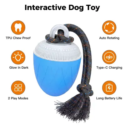 Beixiao'er Smart Electric Dog Toy Ball, ETPU with Sound, Light & Rope O20 - 1