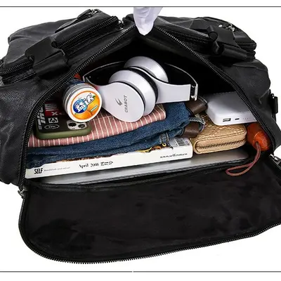 Modischer Rucksack im Ledersteil-Look mit Laptopfach, multifunktional - 3