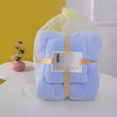 Thickened bath towel set coral fleece parent-child - 9
