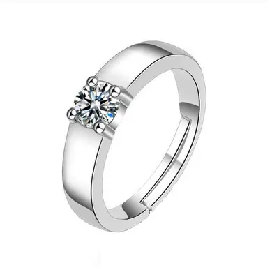 Sechszackiger Moissanit-Ring, Verlobung, Paarstil - 4