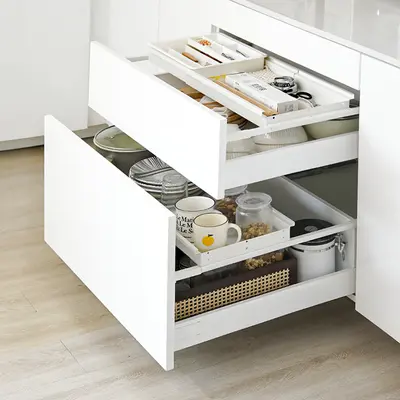 Drawer layered shelf, retractable basket, kitchen storage - 4