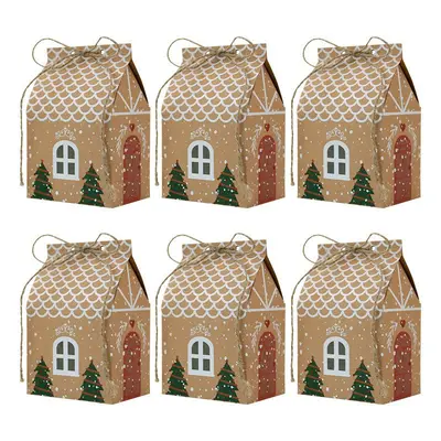 Christmas Kraft Paper Little House Candy Box with Cookie and Pastry Gift Packaging