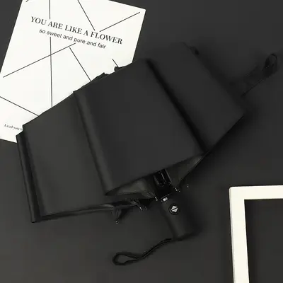 Three-Fold Umbrella, Black Coating, Sun Protection, Wind-Resistant