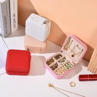 Jewelry Storage Box Beaded Necklace Earrings Studs Rings Small Zipper Jewelry Pouch High-end Jewelry Packaging Box