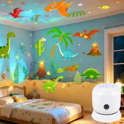 Sınır Ötesi Çok Satan Dinamik Okyanus Projeksiyon Lambası Yıldızlı Gece Lambası Döner Noel Atmosferi Kar Taneleri Dinozor Projeksiyon Lambası
