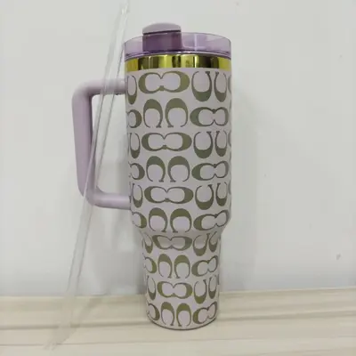 Stainless Steel Insulated Mug with Straw, Large Capacity with Handle