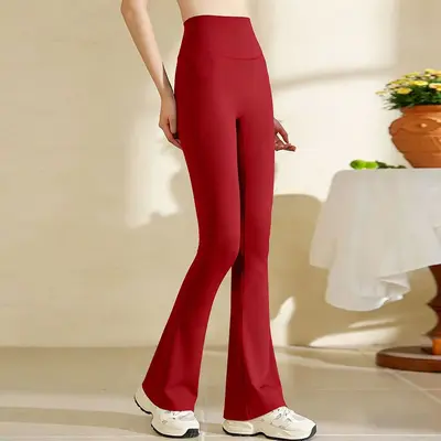 Kadın yoga seti, çıplak hisli, esnek, micro flare pantolon - 13