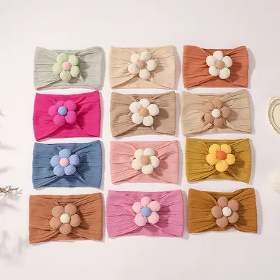 Baby Headband Set, Soft Nylon, Flower Design