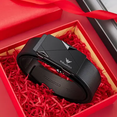English Royal Paulo Men's Genuine Leather Automatic Buckle Belt Fashion Business Versatile Leather Belt Men's Premium Quality