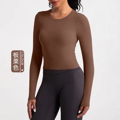 Women's Yoga Top, Long Sleeve, Open Back, Chest Padded - 7