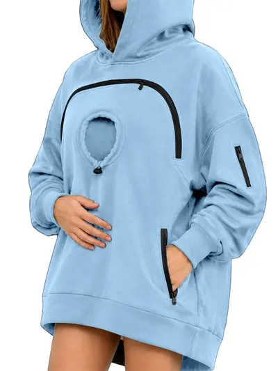Women's Hooded Zip-Up Fleece-Lined Sweatshirt with Pocket - 4