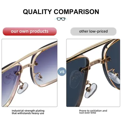 Square Frame Men's Sunglasses with Imitation Wood Grain Temples - 5