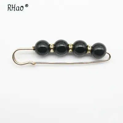 Large Imitation Stone and Pearl Brooch Pin, Silk Scarf Clip - 10