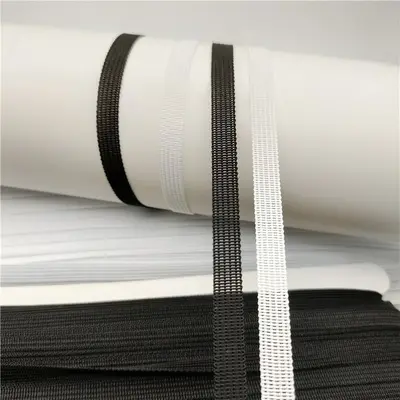 0,7 cm schwarz-weißes nicht elastisches Polyester-Webband mit Hakenkante - 2