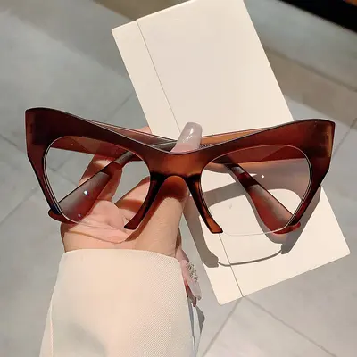 Retro Cat-Eye Half-Frame Glasses, Anti-Blue Light Lenses